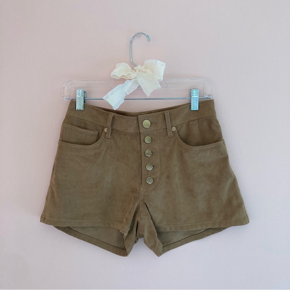 Express brown velvet button up shorts